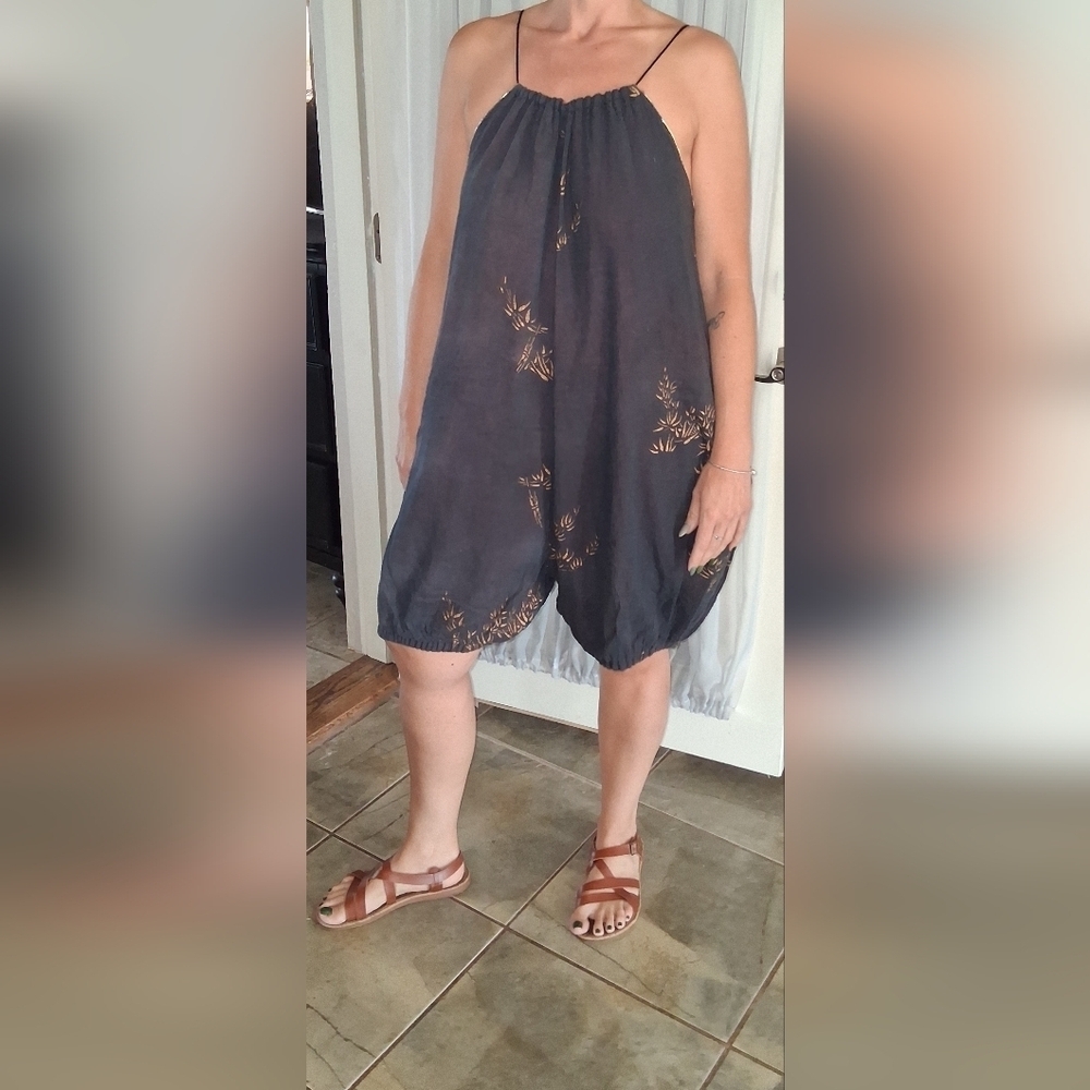 Reversable Navy Or Orange Jumpsuit with Gold Pattern